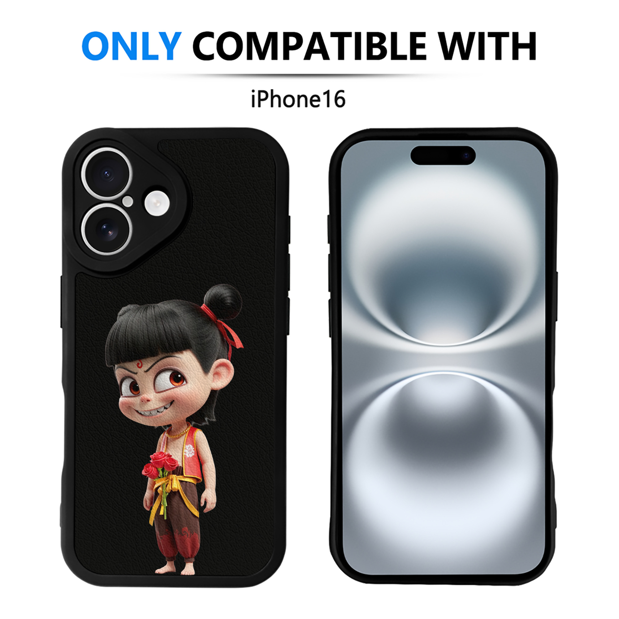 （画像用） Ne Zha 2 ナタ 魔童の大暴れ 【iPhone 16シリーズ対応】シリコンスマホケース（レザー調） 材質：シリコン